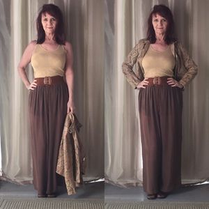BROWN GAUZE GAUCHO PANTS BY POETRY